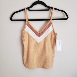 American Eagle Yellow Chevron Ribbed Tank Top